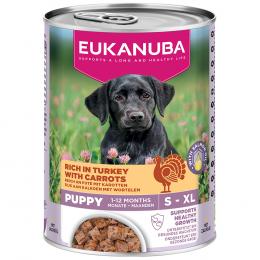 18 + 6 gratis! 24 x 400 g Eukanuba  - Puppy Reich an Pute mit Karotten