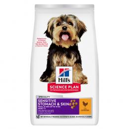 2 + 1 gratis! 3 x 1,5 kg / 2 kg / 2,5 kg Hill's Science Plan  - Sensitive Stomach & Skin Adult 1+ Small & Mini mit Huhn (3 x 1,5 kg)