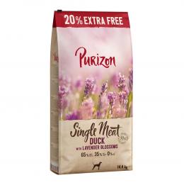 2,4 kg gratis! 14,4 kg Purizon Trockenfutter - getreidefrei - Single Meat Ente mit Lavendelblüten