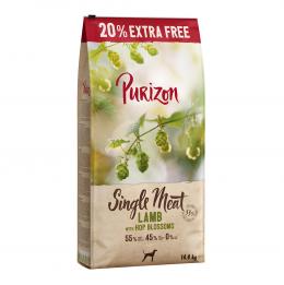 2,4 kg gratis! 14,4 kg Purizon Trockenfutter - getreidefrei - Single Meat Lamm mit Hopfenblüten