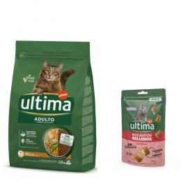 2,5 kg Ultima + 60 g Snacks Gefüllte Häppchen mit Rind gratis! - Adult Huhn