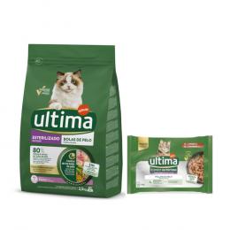 2,5 kg Ultima Trockenfutter + passendes Nassfutter gratis!  - Sterilized Hairball Truthahn + 4 x 70 g Expert Nutrition Hairball Rind & Lachs
