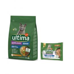 2,5 kg Ultima Trockenfutter + passendes Nassfutter gratis!  - Sterilized Senior Huhn + 4 x 70 g Expert Nutrition Senior Huhn & Rind