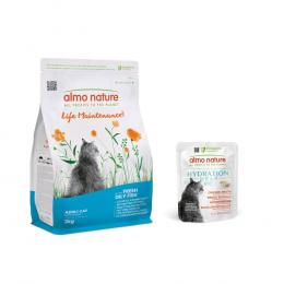 2 kg Almo Nature Functional + 6 x 50 g HFC Hydration Help gratis! - Life Maintenance Fettfisch & Reis + 6 x 50 g Hühnerbrühe mit Hühnerfilet