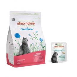 2 kg Almo Nature Functional + 6 x 50 g HFC Hydration Help gratis! - Sterilised Cat Lachs & Reis + 6 x 50 g Thunfischbrühe mit Thunfischfilet