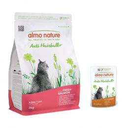 2 kg Almo Nature Functional Anti Hairball + 6 x 70 g mit Huhn zum Sonderpreis! - Lachs
