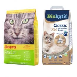 2 kg Josera Trockenfutter + 10 L Biokat's Katzenstreu zum Sonderpreis! - 2 kg SensiCat + 10 L Classic Attracting & Care