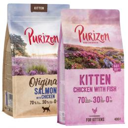 2 x 400 g Purizon Katzentrockenfutter zum Probierpreis! - Mix Kitten: Huhn & Fisch, Lachs & Huhn