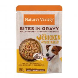 2 x Nature's Variety Nassfutter zum Sonderpreis! - (2 x 24 x 100 g) Bites in Soße Mini Adult mit Huhn & Gemüse