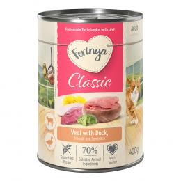 20 + 4 gratis! 24 x 400 g Feringa Classic Meat Menü Ente & Kalb