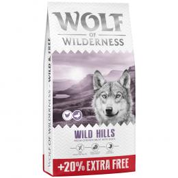 20% gratis! 14,4 kg Wolf of Wilderness Adult Getreidefrei - Wild Hills - Ente (Neue Rezeptur)