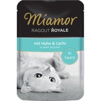 22 x 100g | Miamor | Mit Huhn und Lachs in Sauce Ragout Royale | Nassfutter | Katze
