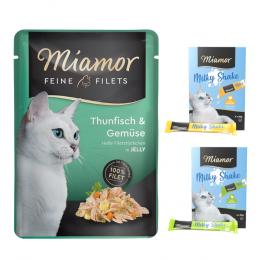 24 x 100 g Miamor Feine Filets + 8 x 20 g Milky Shake gratis! - Thunfisch & Gemüse
