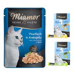 24 x 100 g Miamor Feine Filets + 8 x 20 g Milky Shake gratis! - Thunfisch in Krebsjelly