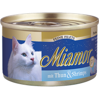 24 x 100 g | Miamor | Mit Thun & Shrimps Feine Filets | Nassfutter | Katze