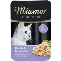 24 x 100 g | Miamor | Mit Thunfisch und Calamari Feine Filets | Nassfutter | Katze
