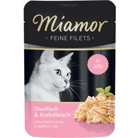 24 x 100 g | Miamor | Mit Thunfisch und Krebsfleisch Feine Filets | Nassfutter | Katze