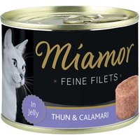 24 x 185 g | Miamor | Mit Thun und Calamari Feine Filets | Nassfutter | Katze