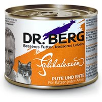 24 x 200 g | Dr. Berg Tiernahrung | Pute und Ente Felikatessen | Nassfutter | Katze