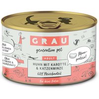 24 x 200 g | grau | Huhn mit Karotte & Katzenminze Menü | Nassfutter | Katze