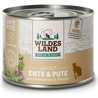 24 x 200 g | Wildes Land | Ente und Pute mit Distelöl Classic Adult | Nassfutter | Katze