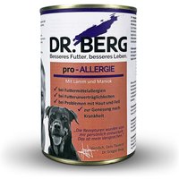 24 x 400 g | Dr. Berg Tiernahrung | pro-ALLERGIE mit Lamm und Maniok Diät | Nassfutter | Hund