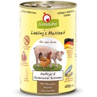 24 x 400 g | GranataPet | Geflügel & ital. Schinken Liebling's Mahlzeit | Nassfutter | Hund