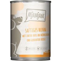 24 x 400 g | Mjamjam | Saftiges Huhn mit zarter Ente Mahlzeit | Nassfutter | Hund