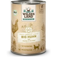 24 x 400 g | Wildes Land | Huhn mit Kürbis & Zucchini BIO Adult | Nassfutter | Hund