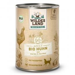 24 x 400 g | Wildes Land | Huhn mit Kürbis & Zucchini BIO Adult | Nassfutter | Hund