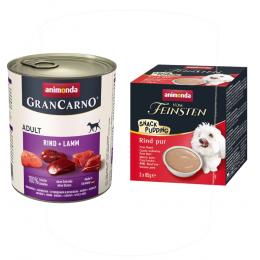 24 x 800 g animonda GranCarno Original Adult + 3 x 85 g Snack-Pudding gratis! - Rind & Lamm