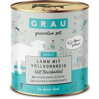 24 x 800 g | grau | Lamm mit Vollkornreis Menü | Nassfutter | Hund