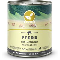 24 x 800 g | Natural | Pferd mit Pastinake, Karotte und Leinöl | Nassfutter | Hund