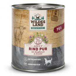 24 x 800 g | Wildes Land | Rind mit Distelöl PUR Adult | Nassfutter | Hund