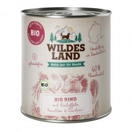 24 x 800 g | Wildes Land | Rind mit Kartoffeln, Karotten & Zucchini BIO Adult | Nassfutter | Hund