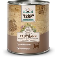 24 x 800 g | Wildes Land | Truthahn mit Süßkartoffel, Cranberries, Wildkräutern und Distelöl Classic Adult | Nassfutter | Hund