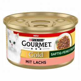 24 x 85 g / 48 x 85 g Gourmet Gold zum Sonderpreis! - 2 x (12 x 85 g) Saftig-Feine Streifen: Lachs