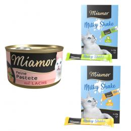 24 x 85 g Miamor Pastete + 4 x 20 g Miamor Milky Shake Pute / Huhn gratis! - Lachs