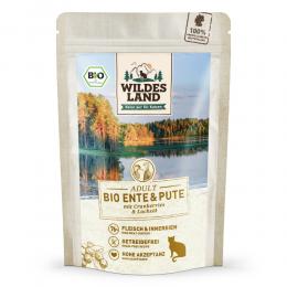 24 x 85 g | Wildes Land | Ente und Pute mit Cranberries und Lachsöl BIO Adult | Nassfutter | Katze