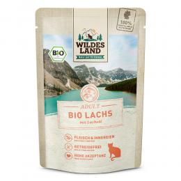 24 x 85 g | Wildes Land | Lachs mit Lachsöl BIO Adult | Nassfutter | Katze