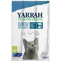 25 x 15 g | Yarrah | Bio Kausticks mit Rind, Schwein, Huhn & Fisch | Snack | Katze