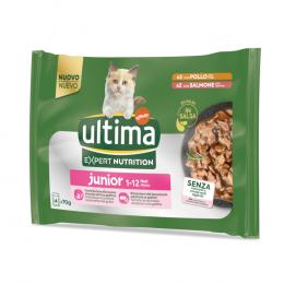 3 + 1 gratis! 4 x 280 g Ultima Cat Expert Nutrition - Junior Huhn & Lachs
