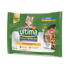 3 + 1 gratis! 4 x (4 x 70 g) Ultima Cat Expert Nutrition - Difficult Appetite Thunfisch & Huhn