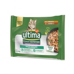 3 + 1 gratis! 4 x (4 x 70 g) Ultima Cat Expert Nutrition - Urinary Huhn & Rind