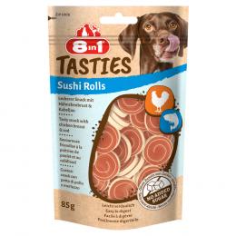 3 + 1 gratis! 4 x 85 g 8in1 Tasties Hundesnacks - Sushi Rolls Huhn
