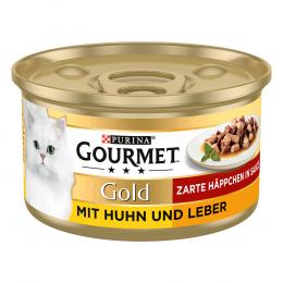 3 + 1 gratis! 4 x Gourmet Gold - Zarte Häppchen: Huhn & Leber (4 x 12 x 85 g)