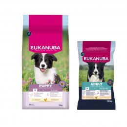3 kg / 15 kg Eukanuba Premium Nutrition Puppy Medium Breed Huhn + 100 g Adult Medium Huhn gratis! - 15 kg