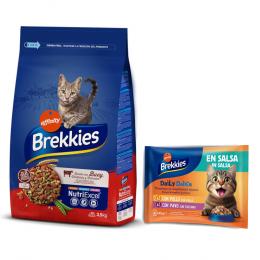 3 kg / 3,5 kg Brekkies Trockenfutter + 4 x 85 g Daily Delice Nassfutter gratis! - 3,5 kg Rind + 4 x 85 g Huhn & Truthahn