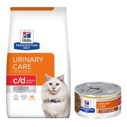 3 kg / 8 kg Hill's Prescription Diet + 6 x 82 g passendes Nassfutter gratis! - 8 kg c/d Multicare Stress Urinary Care mit Huhn + 6 x 82 g  mit Huhn