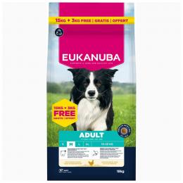 3 kg gratis! 18 kg Eukanuba Premium Nutrition mit Huhn - Adult Medium Breed